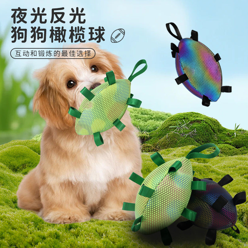 Pet dog resistant to grinding teeth to relieve boredom luminous reflective football toy interactive to relieve boredom throwing pet ball wholesale